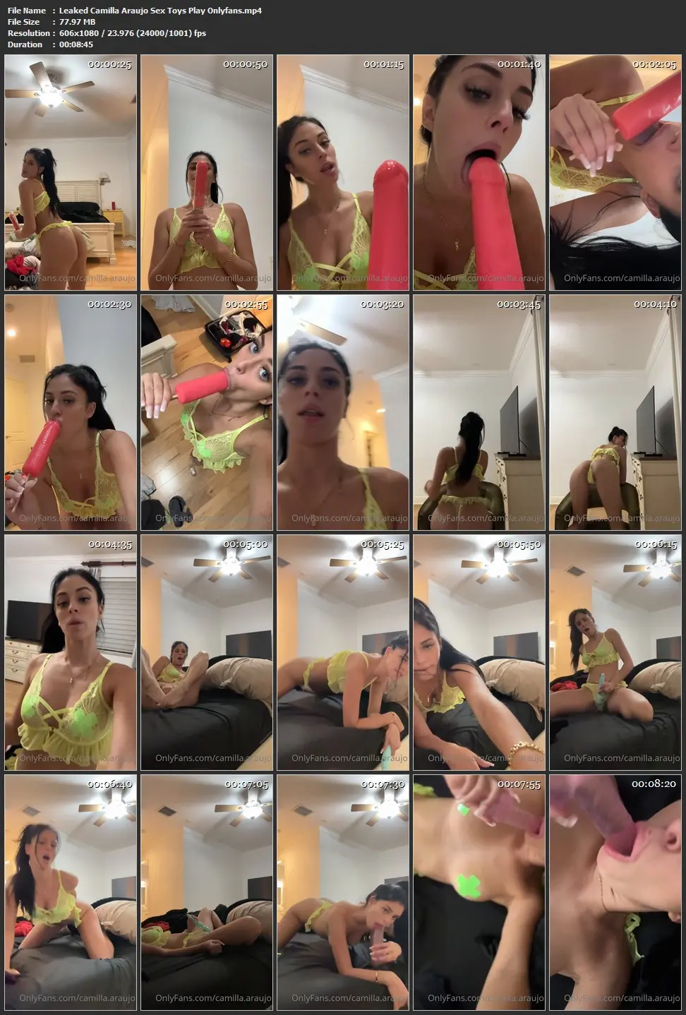 thumbnails of many small pictures from Leaked Camilla Araujo video with Sex Toys Play