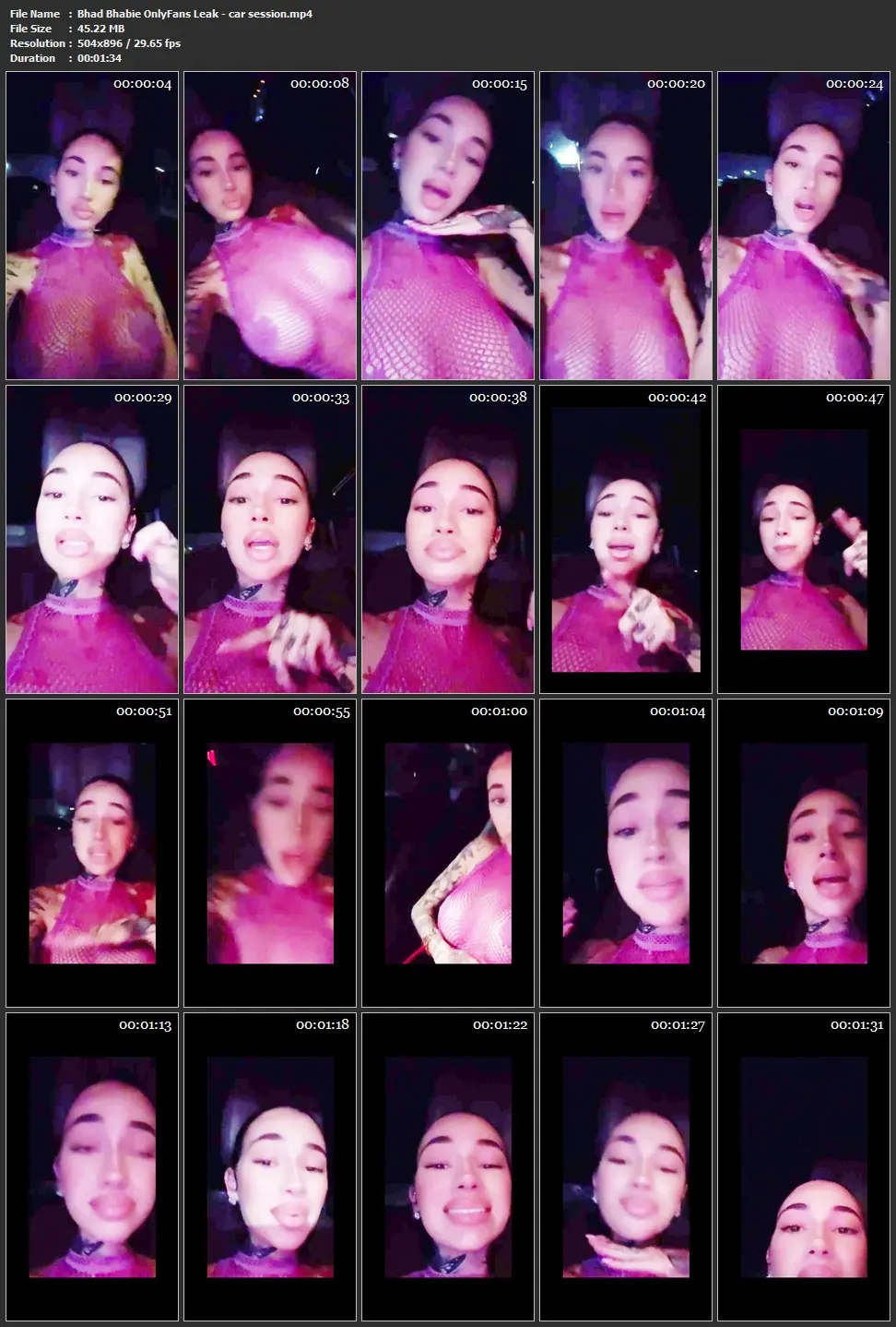Multiple screenshot images from Bhad Bhabie OnlyFans Leak car session video