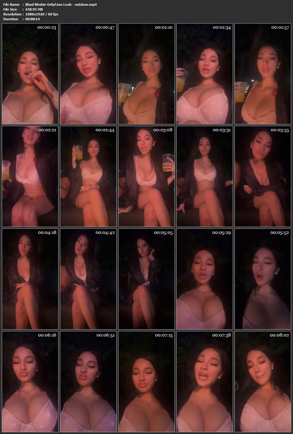 Multiple screenshot images from Bhad Bhabie OnlyFans Leak outdoor video